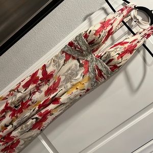 Nina Austin Floral Gown with Silver Embellishments and Gorgeous Back